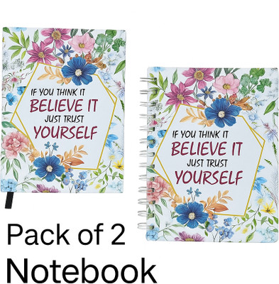 CRAFTOPIX Combo of 2 Notebooks A5 Diary Spiral & Hard Bound A5 Notebook Unruled 192 Pages(White, Pack of 2)