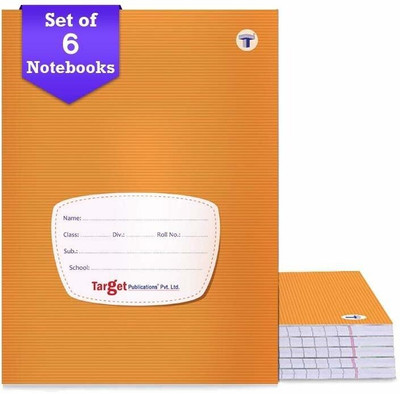 Target Publications Small Notebooks Single Line (172 Ruled Pages) | Soft Brown Cover | 18 cm x 24 cm Approx | Writing book with Page Numbers | Pack of 6 Books | GSM 58 Regular Notebook Ruled Pages 1032 Pages(Orange, Pack of 6)