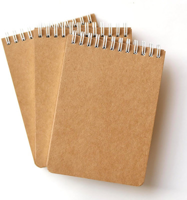 TWONE Spiral Eco- Friendly Notepad A6 Note Pad Blank 100 Pages(Brown, Pack of 3)