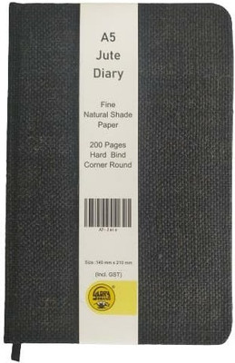 Glory A5 Jute Diary fine Natural Shade Paper Hard Bind Corner Round A5 Diary Ruled 200 Pages(Black)