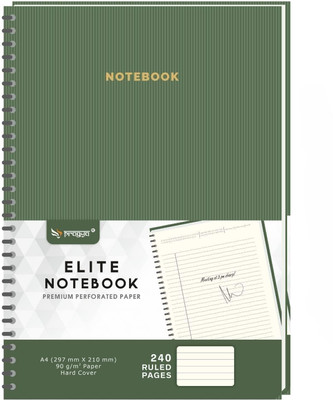 Pragya Elite Collection | Journal Notebook | 90 GSM | Hard Cover (19x27 CM) | Regular Notebook Single Line 240 Pages(Multicolor, Pack of 2)