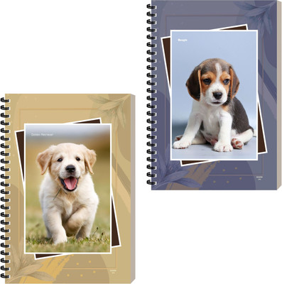 ESCAPER Dog Notepad, Writing Journal, Designer Notebook Diary A5 Diary Ruled 160 Pages(Combo- C, Pack of 2)