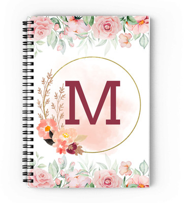 GIFTUATION Alphabet M /spiral diary & gift for friends A5 Diary Unruled 140 Pages(Red)