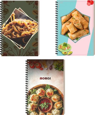 ESCAPER Food Designer Diary, Executive Notepad, Binding Notebook, Journal Diary A5 Diary Ruled 160 Pages(Combo- E, Pack of 3)