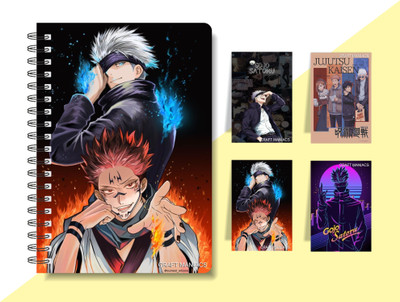 craft maniacs ANIME DIARY & 4 MAGNETIC BOOKMARKS A5 Diary RULED 160 Pages(Multicolor)