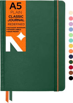 NEORAH Unruled Journal Notebook - 110 GSM - Office Hardcover Notebook A5 Note Book Plain 160 Pages(Dark Green)