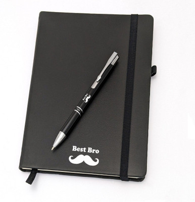 UJJi Bst Bro Printed Click Metal Pen & Notebook for Brothers A5 Gift Set Ruled 186 Pages(Black, Pack of 2)