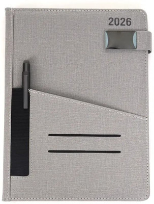 Scribelle 2026 PU Leather Diary – Grey, 324 Pages, 70 GSM Premium Paper A5 Diary Single Rule 324 Pages(Grey)
