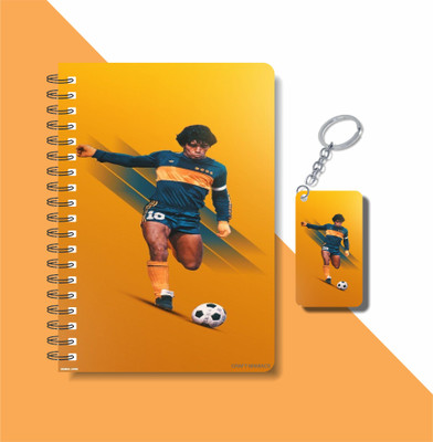 craft maniacs FOOTBALLER DIARY & KEYCHAIN A5 Notebook RULED 120 Pages(Orange)