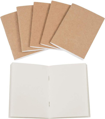 TSKDKIT Notebooks Small Pocket Sketch Notebooks A6 Note Book Blank 48 Pages(Brown, Pack of 6)