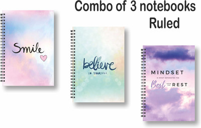ROT RIX combo of 3 Notebooks A5 Diary ruled 144 Pages(Multicolor, Pack of 3)