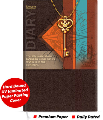 Abstract Collection A5 Hard Bound Laminated Paper Pasting Cover A5 Diary Single Rule With Bookmark 336 Pages(White Blue)