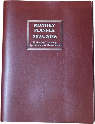 Greeshma MONTHLY PLANNER 15 Months of Appointment & Memoranda A4 Planner 2025-2026 YEAR 32 Pages(Maroon)