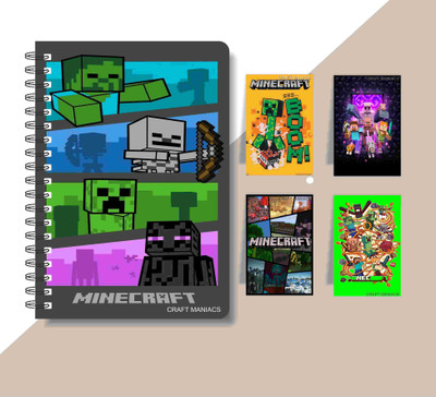 craft maniacs MINECRAFT DIARY & MAGNETIC BOOKMARKS A5 Notebook RULED 120 Pages(Multicolor)