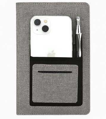 AccuPrints Professional Notebook with Phone Pocket, 21.5 x 16.5 cm A5 Diary Ruled 192 Pages(Grey)