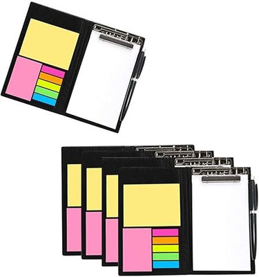 Rudra Memo Note Pad/Memo Note Book with Sticky Notes & Clip Holder in Diary Style A5 Memo Pad Plain 50 Pages(Black, Pack of 5)