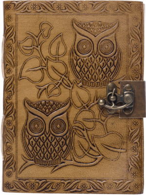 Rjkart Handcrafted Designer Leather diary With Lock A5 Diary Unruled 200 Pages(Brown)