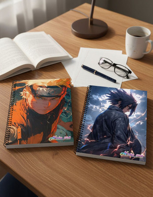NOTEme Naruto Uzumaki and Sasuke Uchiha A5 Notebook Unruled 200 Pages(Multicolor, Pack of 2)