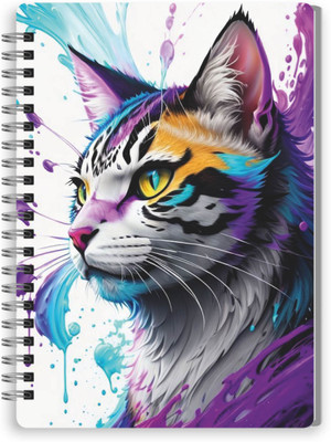 VYBE The Smart Choice Printed Neon Cat A5 Note Pad Wiro Finished 100 Pages(Multicolor083)