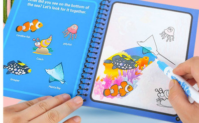 JR Enterprises Water Coloring Books for Kids, Water Painting Drawing Book for Toddlers A2 Notebook NO 4 Pages(Multicolor)