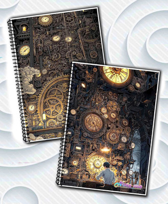 NOTEme Intricate Mechanical Time-Themed Covers A5 Notebook Unruled 200 Pages(Multicolor, Pack of 2)