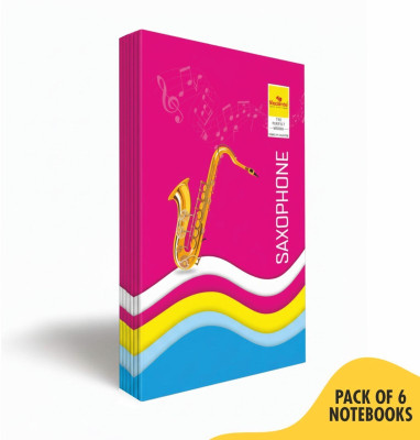 Vedanta Notebook Single Line Ruled High-Quality Saxophone NoteBook for School & Office Use Regular Notebook Single Line Ruled – neat and clear lines for easy writing 172 Pages(Multicolor, Pack of 6)