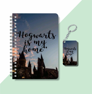 craft maniacs A5 DIARY + FREE KEYCHAIN A5 Notebook RULED 160 Pages(HOGWARTS IS MY HOME DIARY + KEYCHAIN)