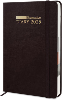 Jhingalala Leather Cover Hard Bound Executive Diary 2025 I New Year Planner Diary 2025 I A5 Diary Ruled 344 Pages(Dark Brown)