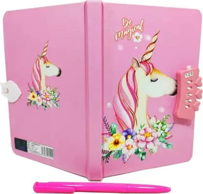 JELLIFY Unicorn Lock Diary with Gel Pen for Girls A5 Diary Ruled 100 Pages(Multicolor)