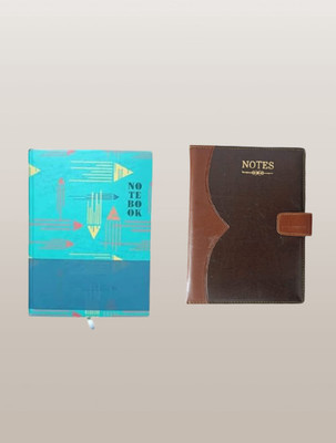 The Startup Bazaar Combo pack Lether And Notebook Diary Diary New Button Diary Office Diary B5 Diary 2024-2025 200 Pages(Brown, Blue, Pack of 2)