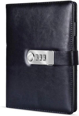 CRAFTOPIX PU Leather Lock Combination with Password A5 Notebook Ruled 192 Pages(Black)
