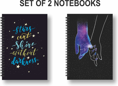 ROT RIX combo of 2 Notebooks A5 Diary Ruled 144 Pages(Black, Violet, Pack of 2)