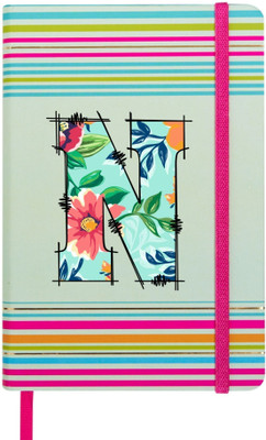 Doodle Stripes Theme Premium Hard Bound B6 Notebook Diary Ruled 192 Pages(Initial N)