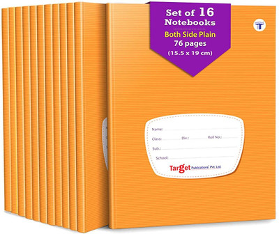 Target Publications Small Notebooks Both Sides Blank |Plain Copy Book| 15.5 x 19 cm|GSM 58|Set of 16 Regular Notebook Unruled/Plain 76 Pages(Brown, Pack of 16)