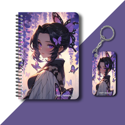 craft maniacs DEMON SLAYER DIARY & KEYCHAIN A5 Diary RULED 160 Pages(Multicolor)