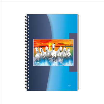 ESCAPER Seven Horse Notebook, Spiral Diary for Journaling Office Travel A5 Diary Ruled 160 Pages(Seven Horses Design 5)