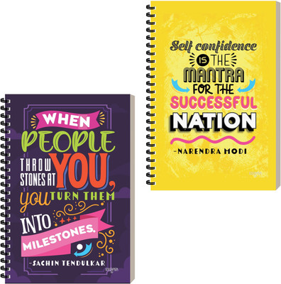 ESCAPER Motivational Diary Spiral Notebook, Notepad for Office, Journal Diary For Men A5 Diary Ruled 160 Pages(Combo B, Pack of 2)