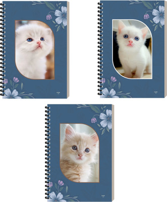 ESCAPER Cat Diary, Notepad For Writing, Spiral Journal Notebook For Gift, Personal Use A5 Diary Ruled 160 Pages(Combo- D, Pack of 3)