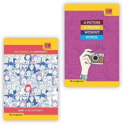 WRITE ON WHITE PREMIUM 27*17cm Regular Notebook Rulled 304 Pages(Multicolor, Pack of 2)