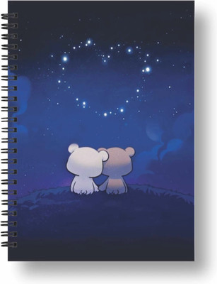 craft maniacs CUTE BEARS UNDER THE STARS A5 Notebook RULED 160 Pages(Blue)