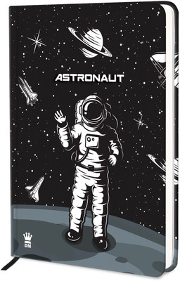 Diarymart Astronaut On Space Theme Hard Bound Notebook Diary, Undated Journal A5 Diary Ruled 192 Pages(Black)