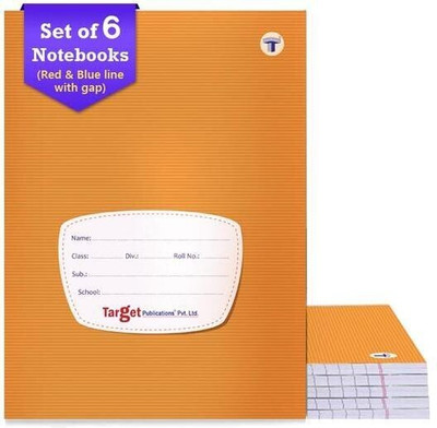 Target Publications Small Notebooks Four Line (172 Ruled Pages) | Soft Brown Cover | 18 cm x 24 cm Approx | Red and Blue Line Writing Practice Books with Page Numbers | Pack of 6 Books | GSM 58 Regular Notebook Ruled Pages 1032 Pages(Brown, Pack of 6)