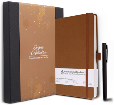 Doodle Undated Executive Gift Set | Vegan Leather Notebook + Stylish Pen with Stylus | A5 Notebook Beautifully packed in an Elegant Gift Box (Notable Gift Set 4) | Ruled 192 Pages(Brown)
