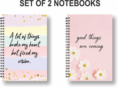ROT RIX combo of 2 Notebooks A5 Diary Unruled 144 Pages(Peach, Pack of 2)