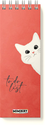 Mimikry To Do List 120 gsm Hard Cover | 3.25 x 9 inches | Regular Desk Planner Ruled 100 Pages(Kitty)