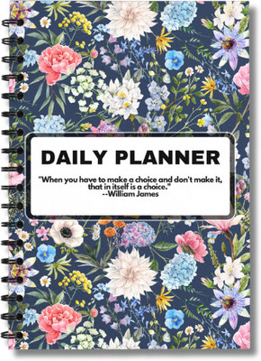 Hippie Toobi Undated Daily Planner To Do List Goal Tracker for Productivity A5 Planner/Organizer Ruled 186 Pages(Blue Floral Planner)
