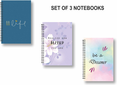 ROT RIX combo of 3 Notebooks A5 Diary Unruled 144 Pages(Multicolor, Pack of 3)