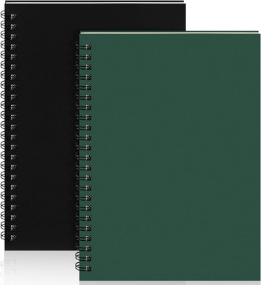 TWONE Travel Writing Journals,Spiral Ruled Notebook 8.3 x 5.5 Inch Size A5 Notebook Ruled 120 Pages(Black, Green, Pack of 2)