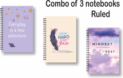 ROT RIX combo of 3 Notebooks A5 Diary ruled 144 Pages(Multicolor, Pack of 3)