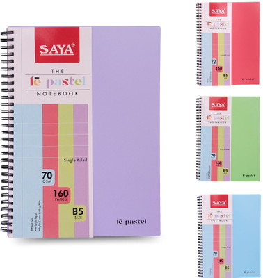 saya Subject Spiral Notebook Set - 2 (Random Colors ) Single Line | PP Cover, 70 GSM B5 Notebook Ruled Line 160 Pages(Multicolor, Pack of 2)
